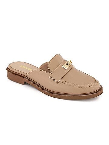 Andrea Women's Moccasin Clogs in Beige (view 2)