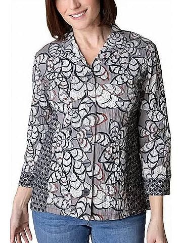 Habitat Rustling Leaves Princess Seamed Shirt in Driftwood (view 2)