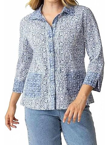 Habitat Crinkled Cotton Shore Jacket in Rain (view 2)