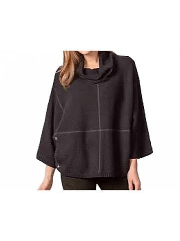 Habitat Cowl Neck Poncho in Black (view 2)