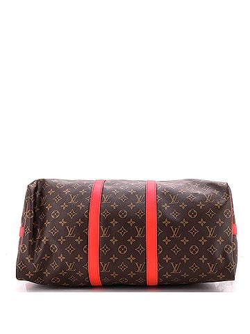 Louis Vuitton Keepall Bandouliere Bag Monogram Canvas with Coquelicot Leather Trim 50 (view 2)