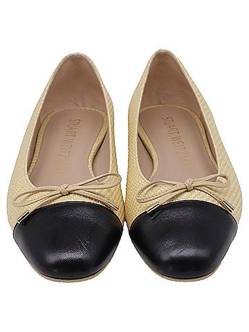 Stuart Weitzman Stuart Weitzman Sleek Bow Ballet Flats in Cream Raffia (view 2)
