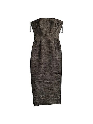 Victoria Beckham Victoria Beckham Strapless Midi Dress in Brown Polyester (view 1)