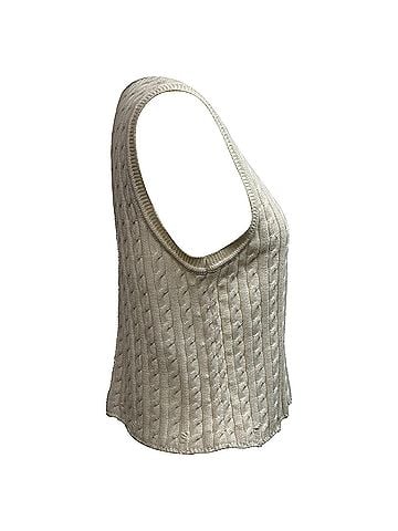 Sandro Sandro Logo-Embroidered Cable-Knit Top in White Cotton (view 2)