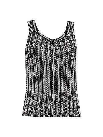 Max Mara Max Mara Arrigo Sleeveless Striped Knitted Top in Multicolor Cotton (view 1)