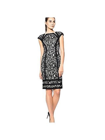 Tadashi Shoji Embroidered Lace Sheer Inset Pintuck Dress Cocktail Dress (view 1)
