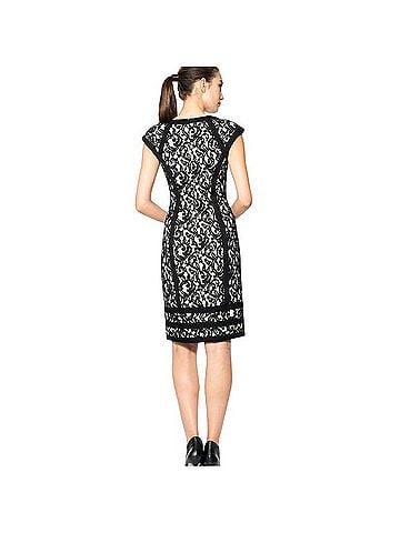 Tadashi Shoji Embroidered Lace Sheer Inset Pintuck Dress Cocktail Dress (view 2)