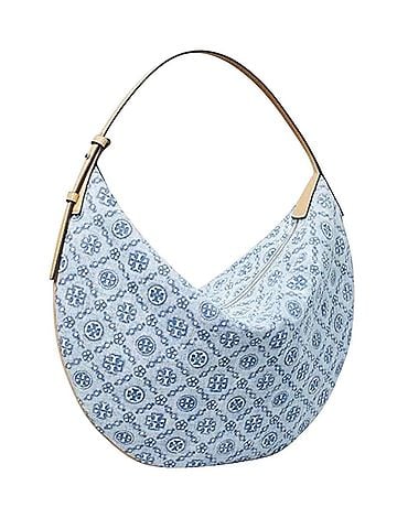 Tory Burch Tory Burch T Monogram Denim Balloon Bag Leather Hobo (view 1)