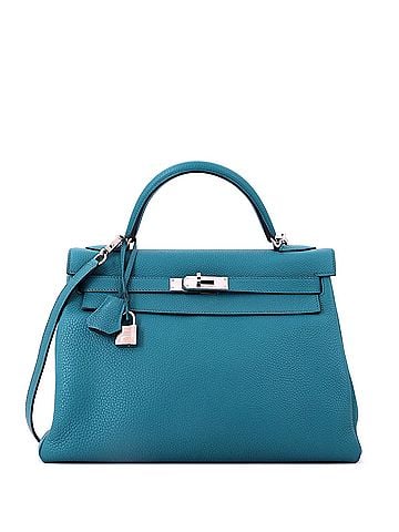 Hermès Kelly Handbag Blue Togo with Palladium Hardware 32 (view 1)