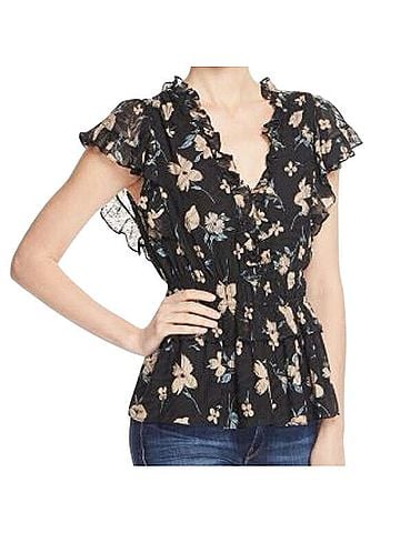 Rebecca Taylor Daniella Floral Top Short Sleeve T-Shirt (view 1)