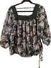 Wild Moss 100% Polyester 100% Rayon Floral Black Multi Color Blouse Size L - photo 1