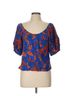 Brixton Floral Blue Orange Short Sleeve Blouse Size L - photo 6