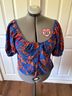 Brixton Floral Blue Orange Short Sleeve Blouse Size L - photo 9