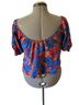 Brixton Floral Blue Orange Short Sleeve Blouse Size L - photo 2