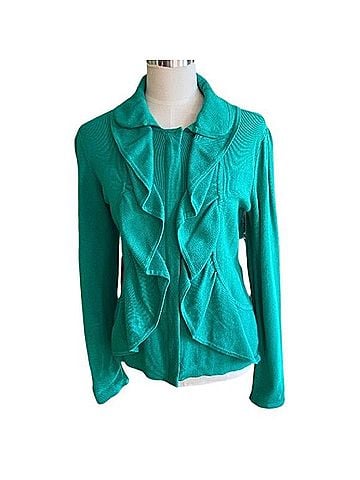 INC International Concepts knit ruffle front cardigan Cardigan (view 1)