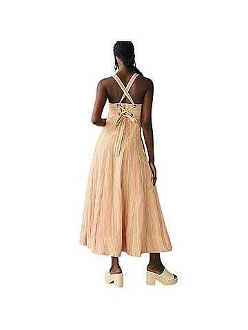 Anthropologie Maeve Square-Neck Tie-Back A-Line Dress Casual Dress (view 2)