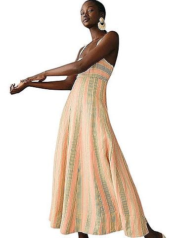 Anthropologie Maeve Square-Neck Tie-Back A-Line Dress Casual Dress (view 1)