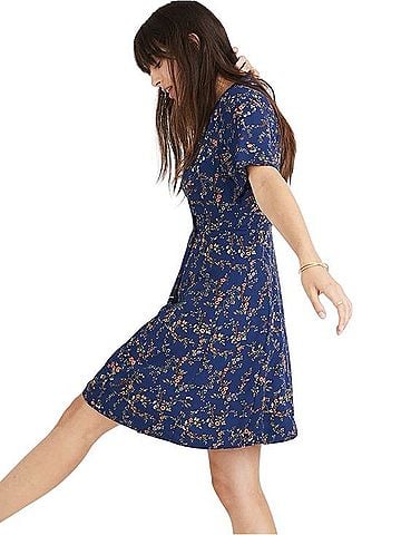 Madewell Amaranth Wrap Dress in Moonlit Floral Casual Dress (view 2)