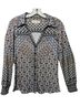 Hale Bob Graphic Brown White Blue Long Sleeve Blouse Size XS - photo 1