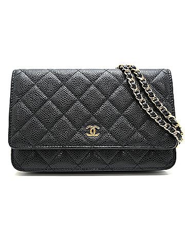 Chanel Chanel Matelassé Chain Wallet, Women's Long A33814, Caviar Leather, Noir (view 1)