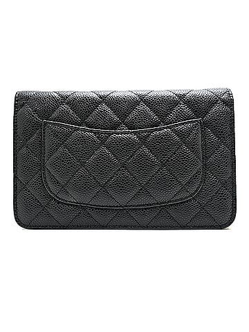 Chanel Chanel Matelassé Chain Wallet, Women's Long A33814, Caviar Leather, Noir (view 2)