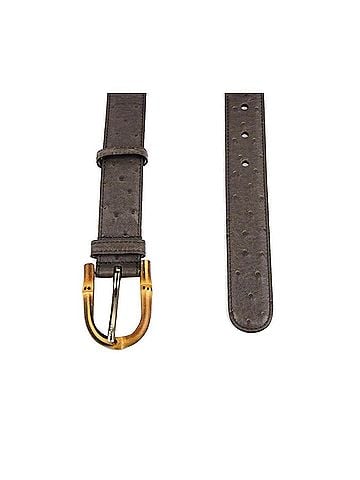Gucci Women's Grey Ostrich Leather Belt With Bamboo Buckle (85 / 34) (view 2)