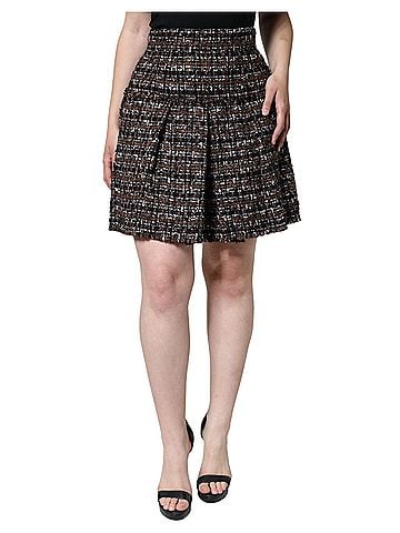 Dolce & Gabbana Multicolor High Waist Tartan Tweed A-line Mini Women's Skirt (view 1)