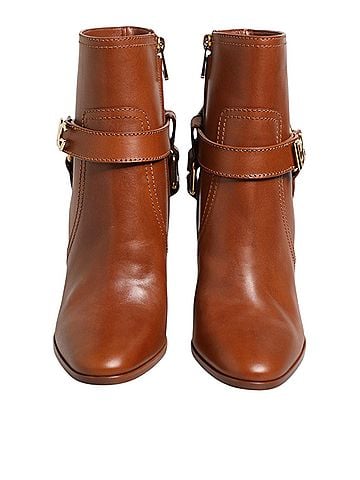 Dolce & Gabbana Brown Leather DG Logo Buckle Ankle Boots Women's Shoes (view 1)