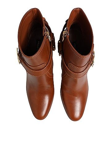 Dolce & Gabbana Brown Leather DG Logo Buckle Ankle Boots Women's Shoes (view 2)