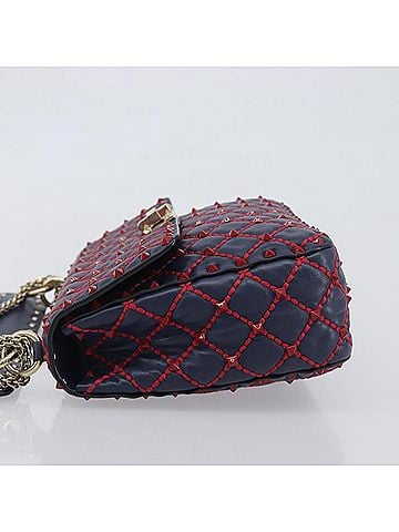 Valentino Garavani Rockstud Spike Flap Quilted Leather Navy Leather Shoulder Bag Bag (view 2)