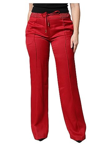 Dolce & Gabbana Red Viscose Straight Fit Women's Pants (view 1)