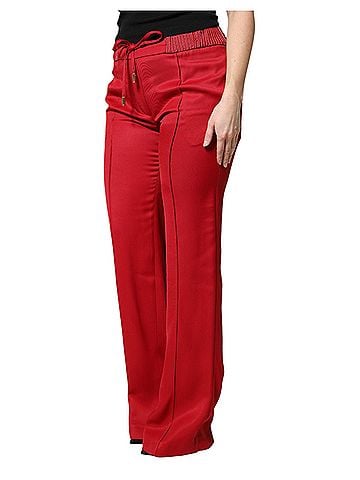 Dolce & Gabbana Red Viscose Straight Fit Women's Pants (view 2)