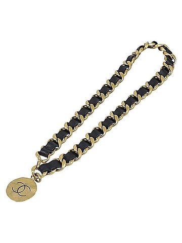 Chanel Vintage Chain Belt Metal And Leather Black Leather Belts Accessory (view 1)