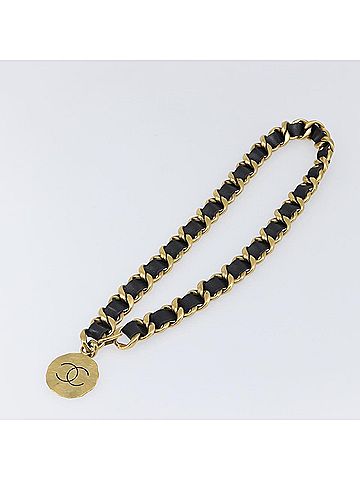 Chanel Vintage Chain Belt Metal And Leather Black Leather Belts Accessory (view 2)