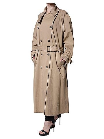 Dolce & Gabbana Khaki Double Breasted Trench Coat Women's Jacket (view 2)