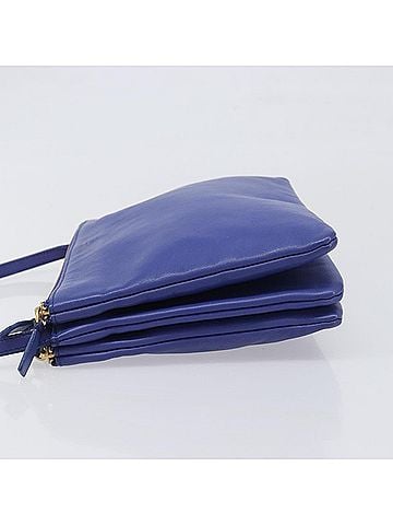 Céline Trio Leather Blue Leather Shoulder Bag Bag (view 2)