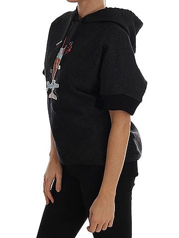 Dolce & Gabbana Black Fairy Tale Crystal Hooded Women's Sweater (view 2)