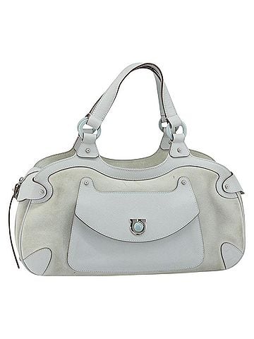 Salvatore Ferragamo Gancini Suede Blue Suede Handbag (view 1)