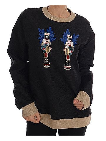 Dolce & Gabbana Black Fairy Tale Brocade Zipper Women's Sweater (view 1)