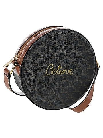 Céline Round Purse On Strap Triomphe Coated Canvas Black Pvc Shoulder Bag Bag (view 1)