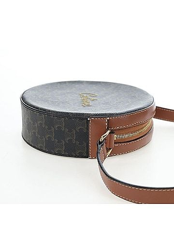 Céline Round Purse On Strap Triomphe Coated Canvas Black Pvc Shoulder Bag Bag (view 2)