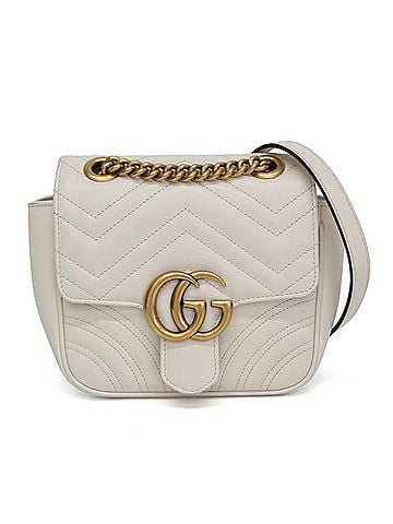 Gucci Gg Marmont Square Flap Matelasse Leather White Leather Shoulder Bag Bag (view 1)