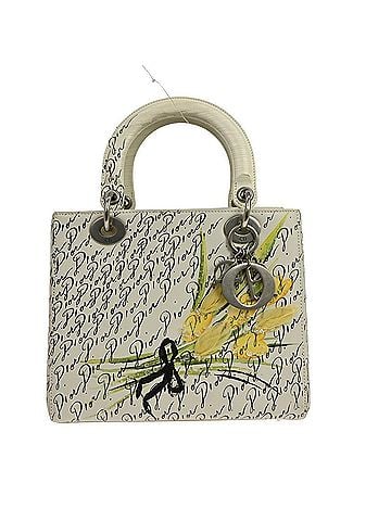 Dior My Abcdior Lady Dior Embroidered Printed Leather White Leather Tote Bag Bag (view 1)