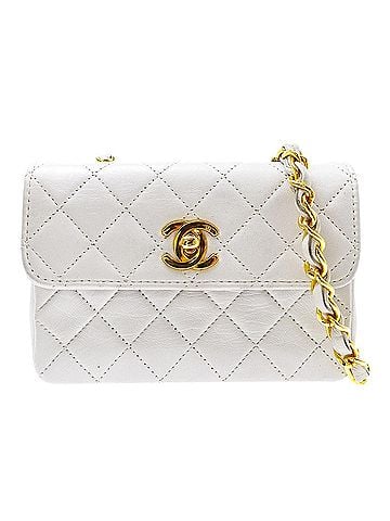 Chanel Vintage Full Flap Quilted Lambskin White Leather Shoulder Bag Bag (view 1)