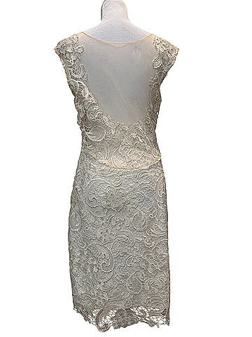 Soieblu Ivory Lace Midi Sheath Dress Cocktail Dress (view 2)