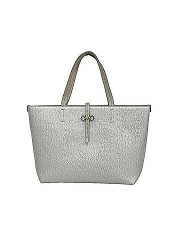 Salvatore Ferragamo Salvatore Ferragamo Gancini Leather Tote Bag, Silver, Women's (view 1)
