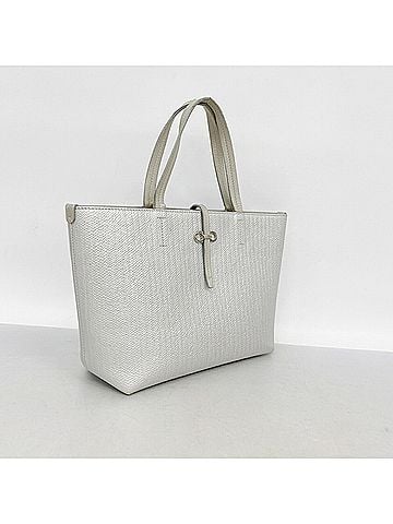 Salvatore Ferragamo Salvatore Ferragamo Gancini Leather Tote Bag, Silver, Women's (view 2)