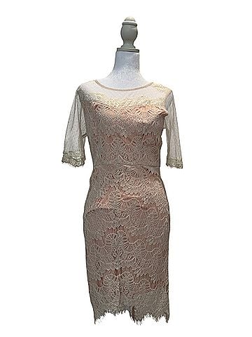 Soieblu Blush Pink Lace Midi Dress With Cream Overlay Cocktail Dress (view 1)