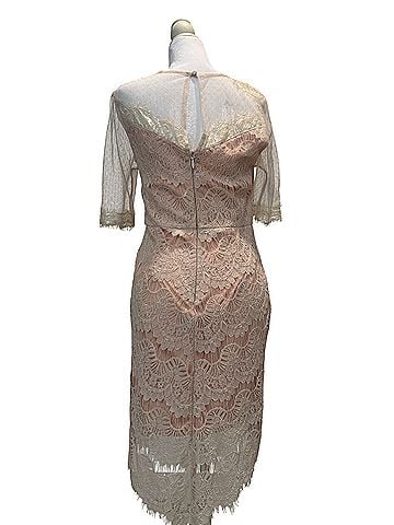 Soieblu Blush Pink Lace Midi Dress With Cream Overlay Cocktail Dress (view 2)