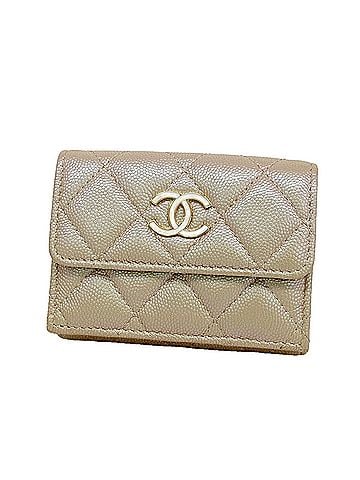 Chanel Chanel Tri-fold Wallet, Caviar Leather, Metallic Pink, Champagne, Women's (view 1)